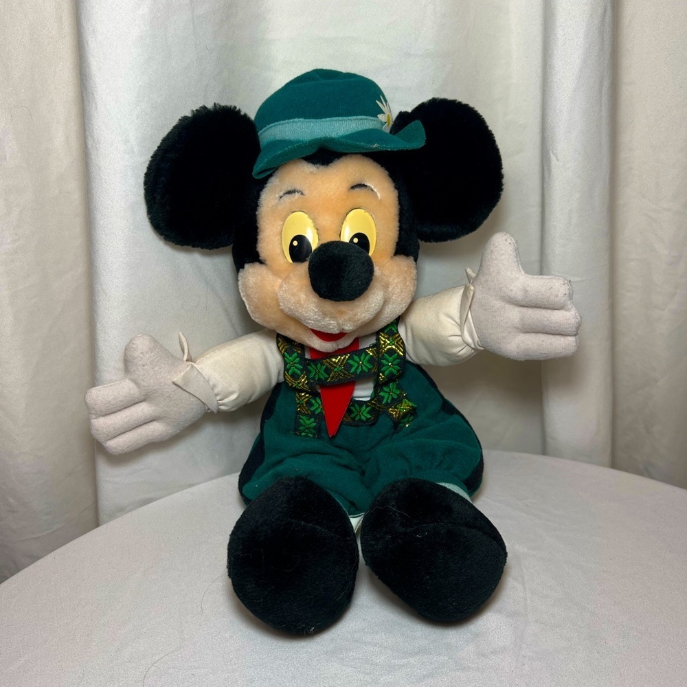 Vintage Disneyland Mickey Mouse Plush 15" - Alpine German in Lederhosen